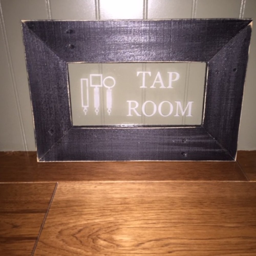 Bar Sign Wall Decor - Handcarved Glass & Wood